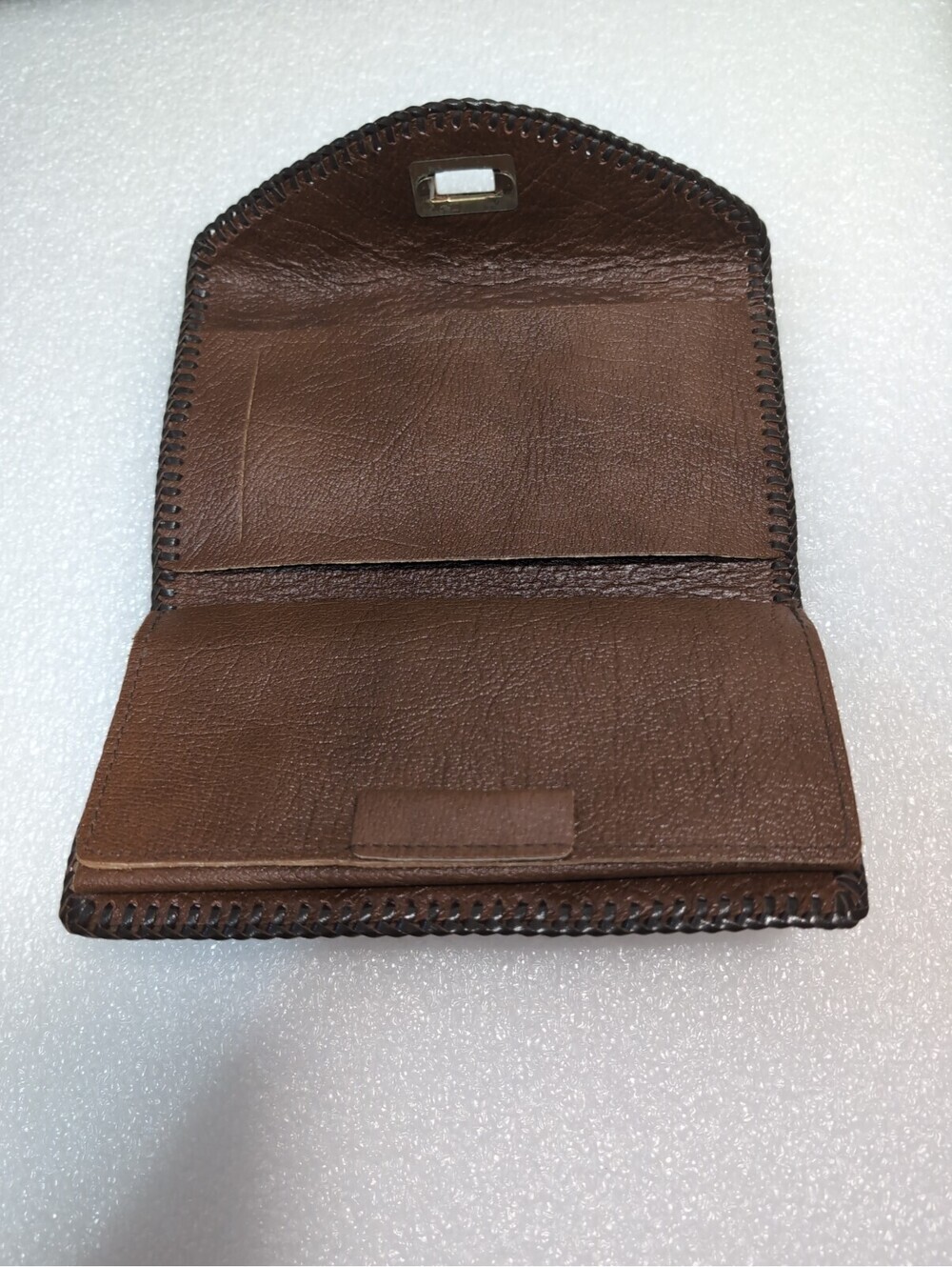Floral Brown Genuine Leather Vintage Hand-Tooled Clutch/Wallet "SM" Initials - Picture 5 of 5